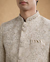 Manyavar Men Gold Tissue Thread-Embroidered Sherwani
