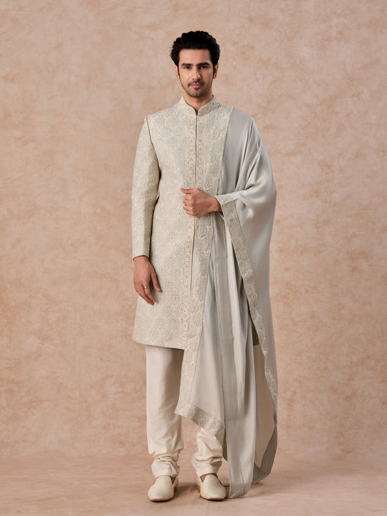 Manyavar Men Light Blue Regal Splendour Sherwani