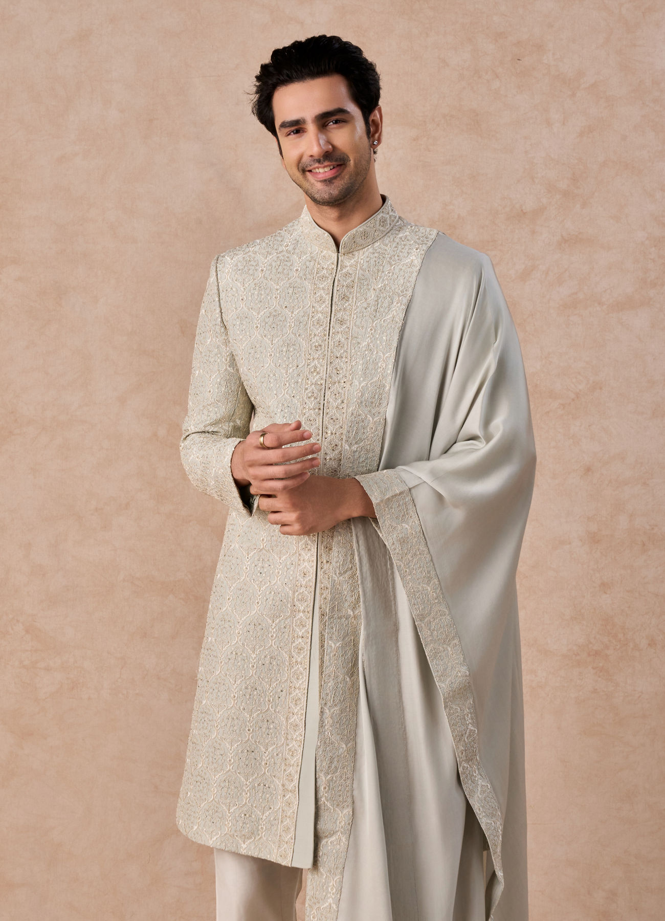 Manyavar Men Light Blue Regal Splendour Sherwani