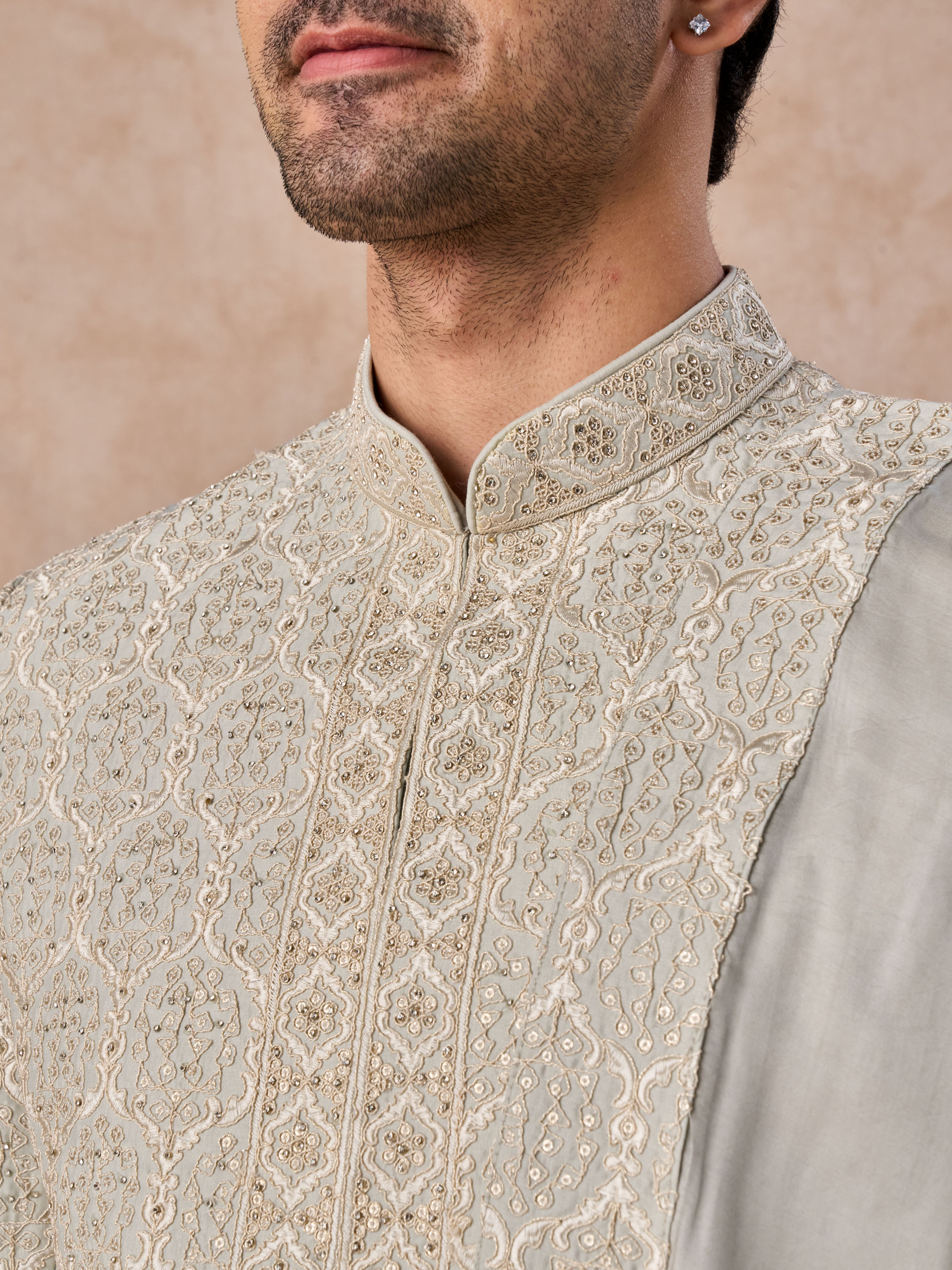 Manyavar Men Light Blue Regal Splendour Sherwani