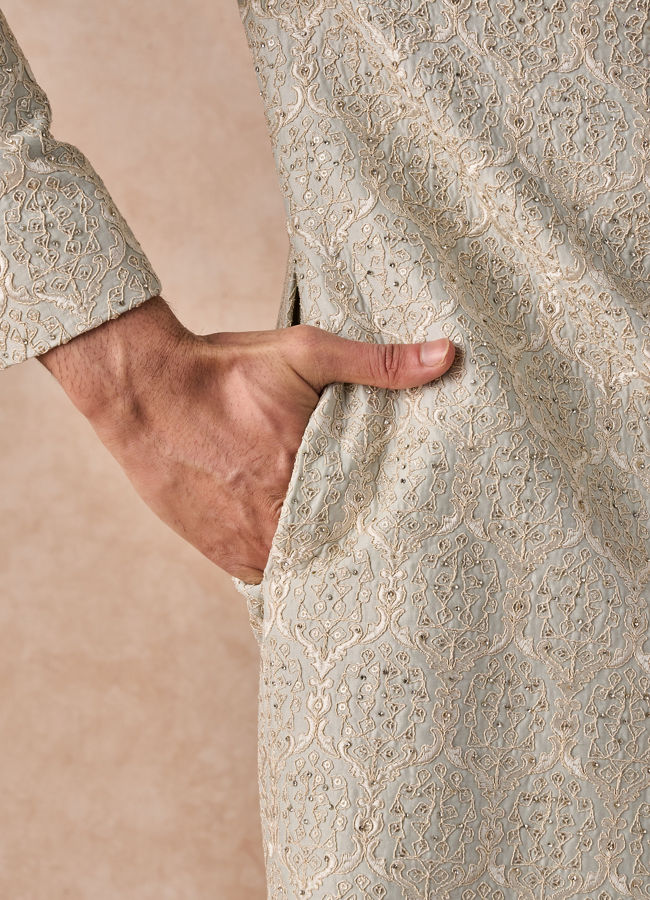 Manyavar Men Light Blue Regal Splendour Sherwani