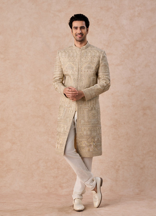 Manyavar Men Regal Beige Sherwani