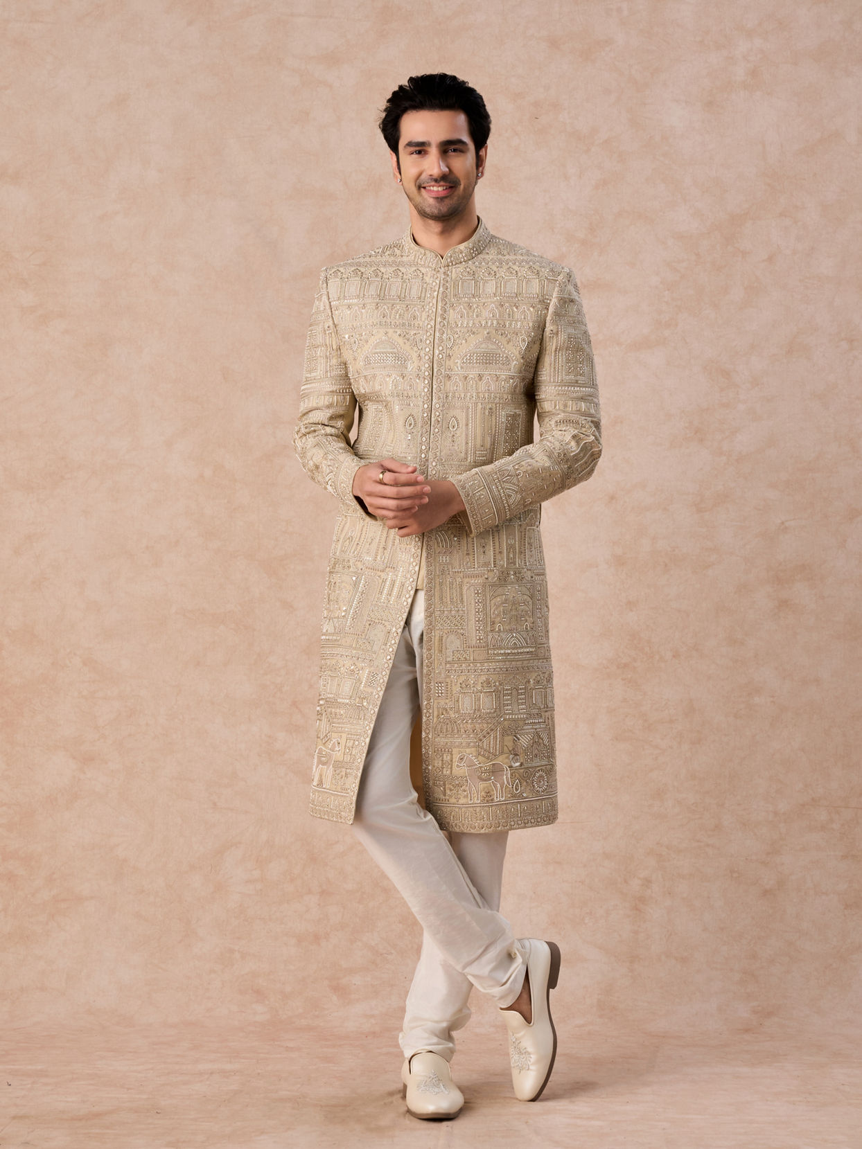 Manyavar Men Regal Beige Sherwani