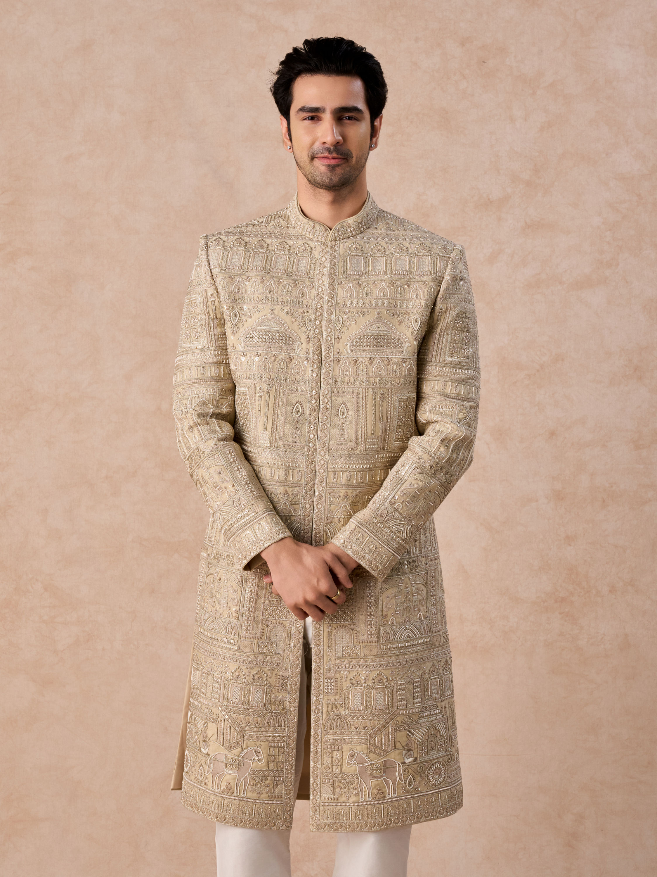 Manyavar Men Regal Beige Sherwani