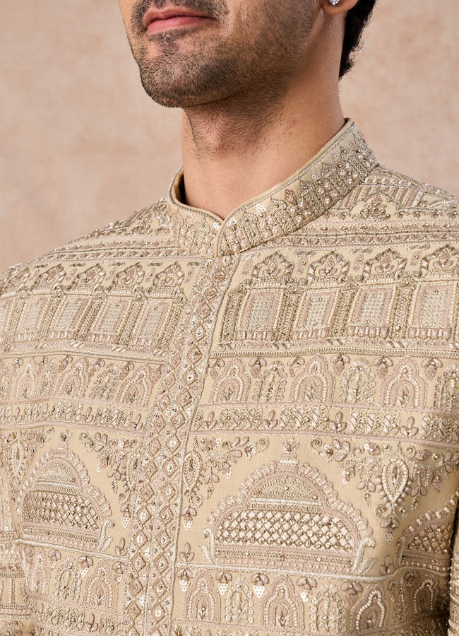 Manyavar Men Regal Beige Sherwani