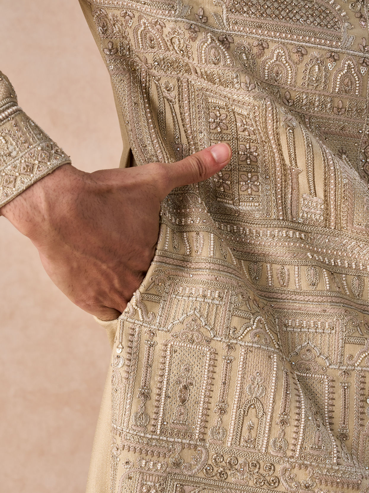 Manyavar Men Regal Beige Sherwani