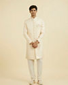 Manyavar Men Regal Beige Brocade Sherwani