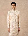 Manyavar Men Champagne Art Silk Sherwani with Embroidery