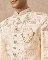Manyavar Men Champagne Art Silk Sherwani with Embroidery