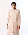 Manyavar Men Beige Silk Sherwani with Embroidery