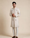 Manyavar Men Champagne Silk Sherwani with Embroidery