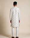 Manyavar Men Champagne Silk Sherwani with Embroidery
