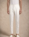 Manyavar Men White Satin Sherwani with Embroidery