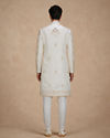 Manyavar Men White Satin Sherwani with Embroidery