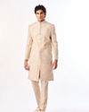 Manyavar Men Beige Art Silk Sherwani with Embroidery