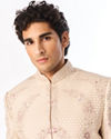 Manyavar Men Beige Art Silk Sherwani with Embroidery
