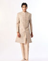 Manyavar Men Beige Net Sherwani with Embroidery