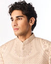 Manyavar Men Beige Art Silk Sherwani with Embroidery