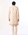 Manyavar Men Beige Art Silk Sherwani with Embroidery