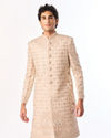 Manyavar Men Beige Art Silk Sherwani with Embroidery