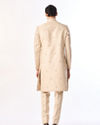 Manyavar Men Beige Satin Sherwani with Embroidery