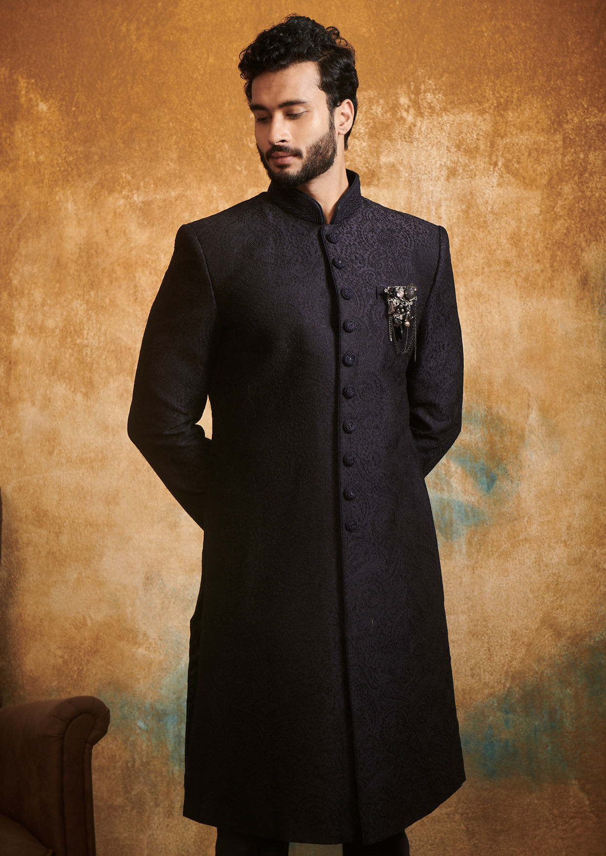 alt message - Twamev Men Timeless Embroidered Indo Western Set image number 0