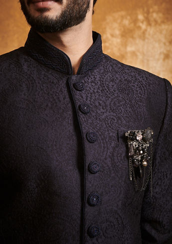 alt message - Twamev Men Timeless Embroidered Indo Western Set image number 1