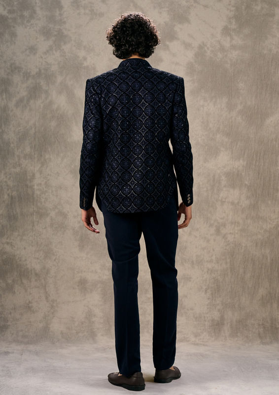 Twamev Men Sapphire Blue Indo Western Set