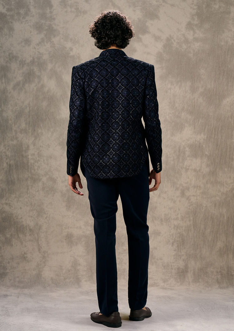 Twamev Men Sapphire Blue Indo Western Set