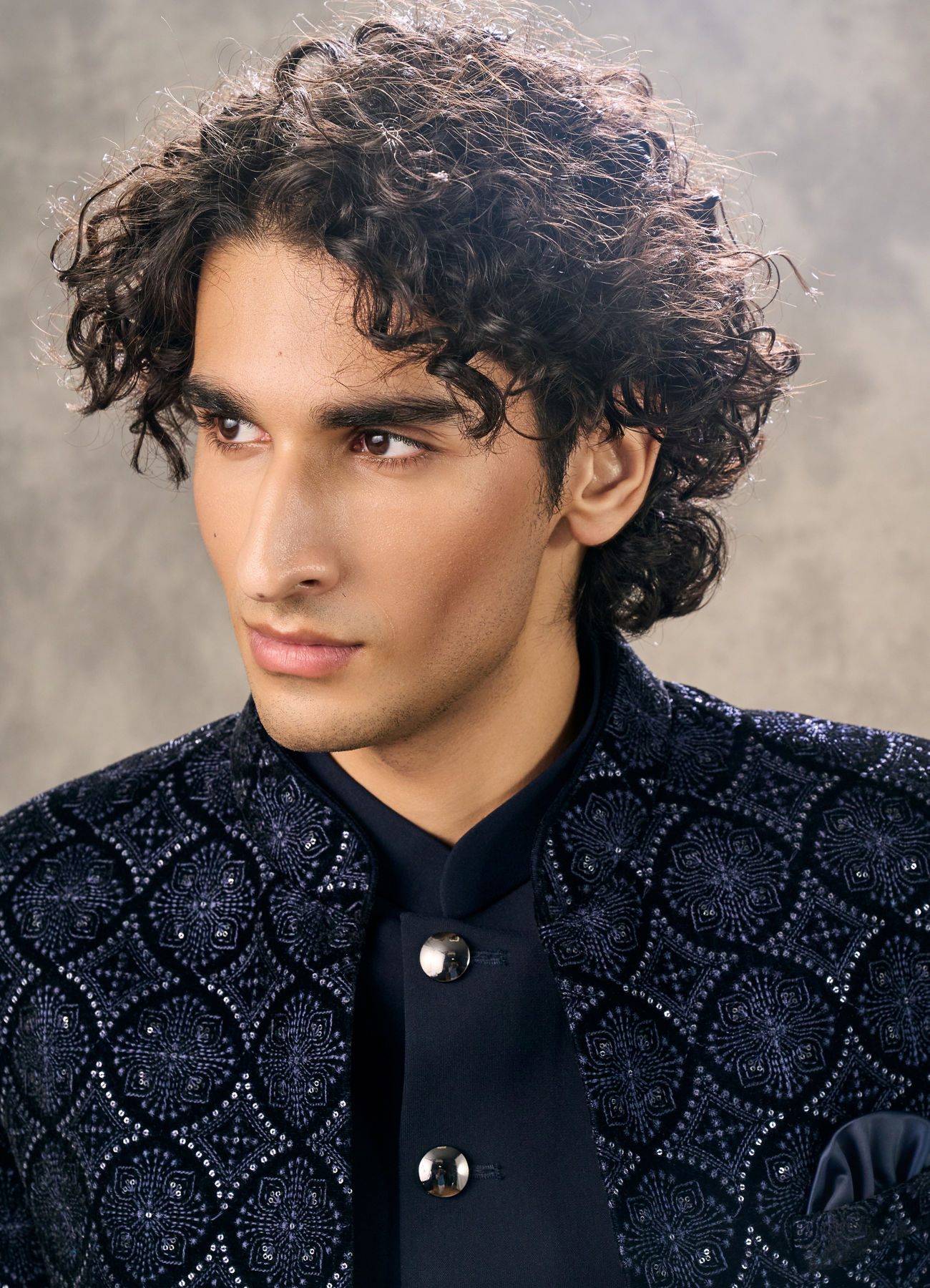 Twamev Men Sapphire Blue Indo Western Set