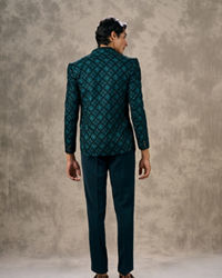 Twamev Men Turquoise Blue Extravaganza Indo Western