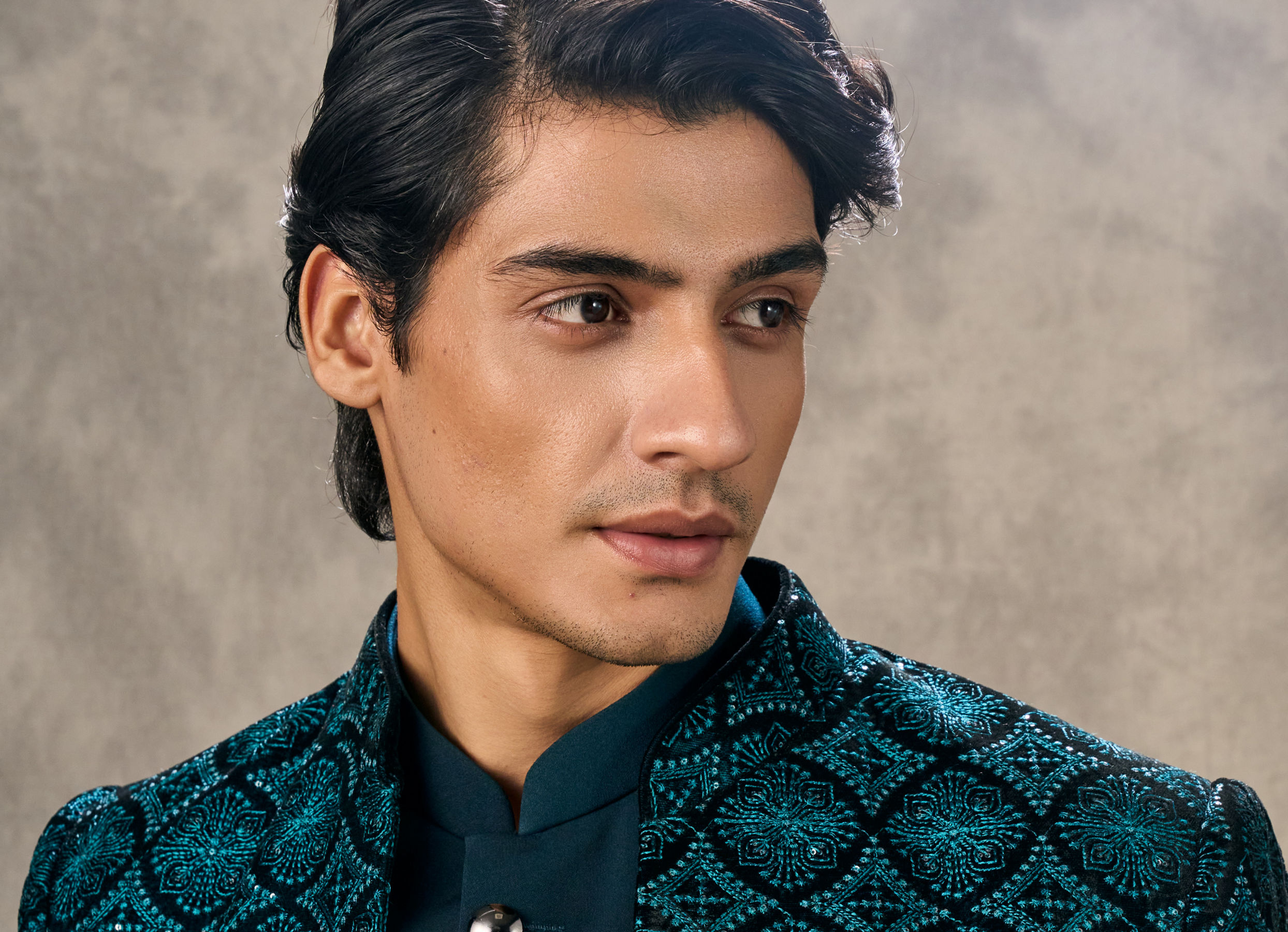 Twamev Men Turquoise Blue Extravaganza Indo Western