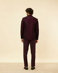 Twamev Men Wine Sequined Embroidery Indo Western