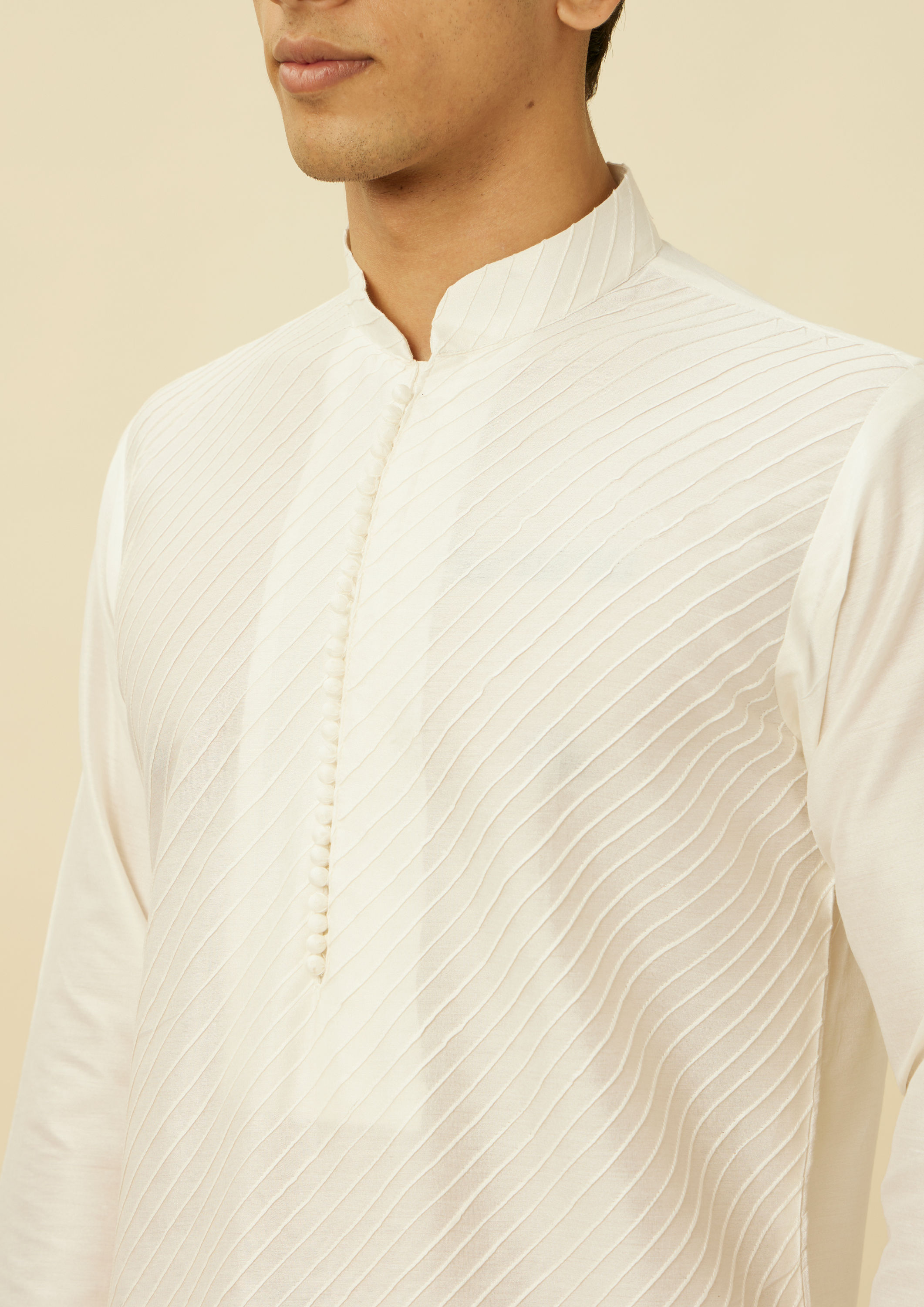 Twamev Men Light Grey Embroidered Indo Western Set