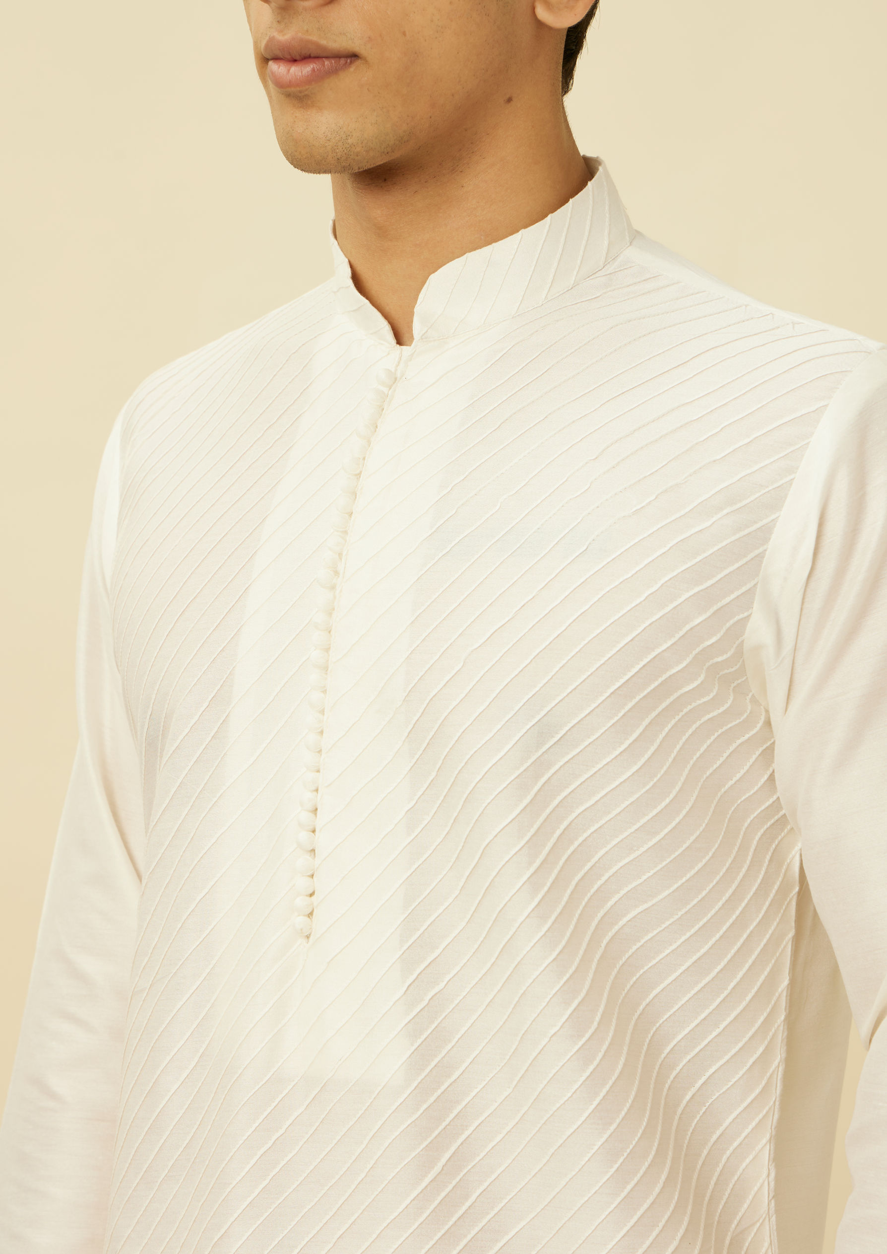 Twamev Men Light Grey Embroidered Indo Western Set