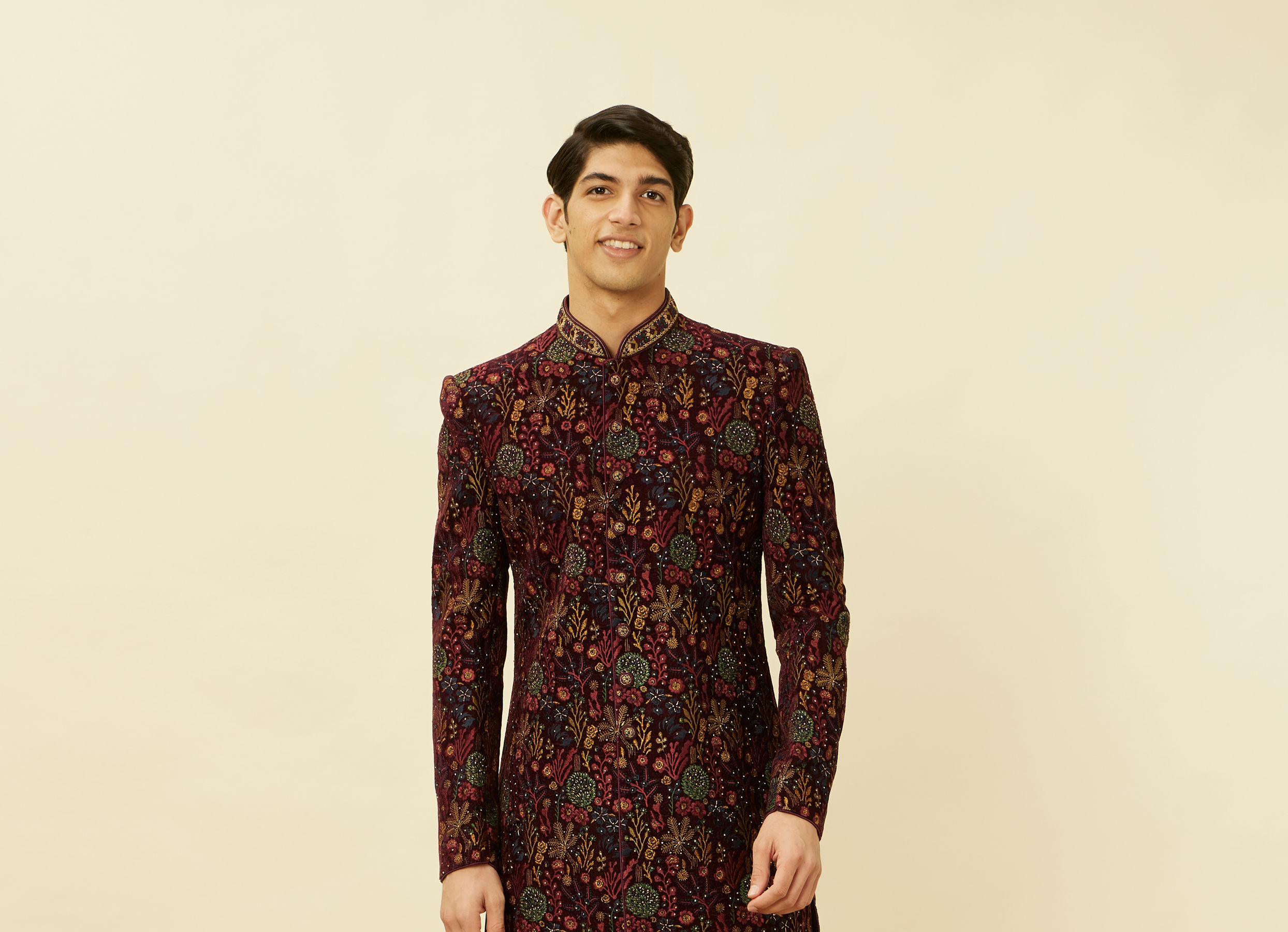 Twamev Men Regal Vine Blossom Indo Western Set