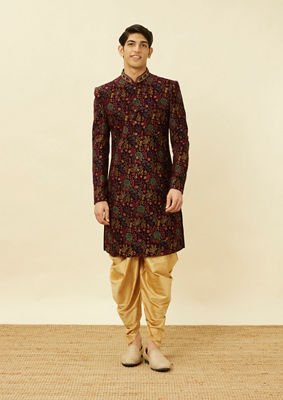 alt message - Twamev Men Regal Vine Blossom Indo Western Set image number 2