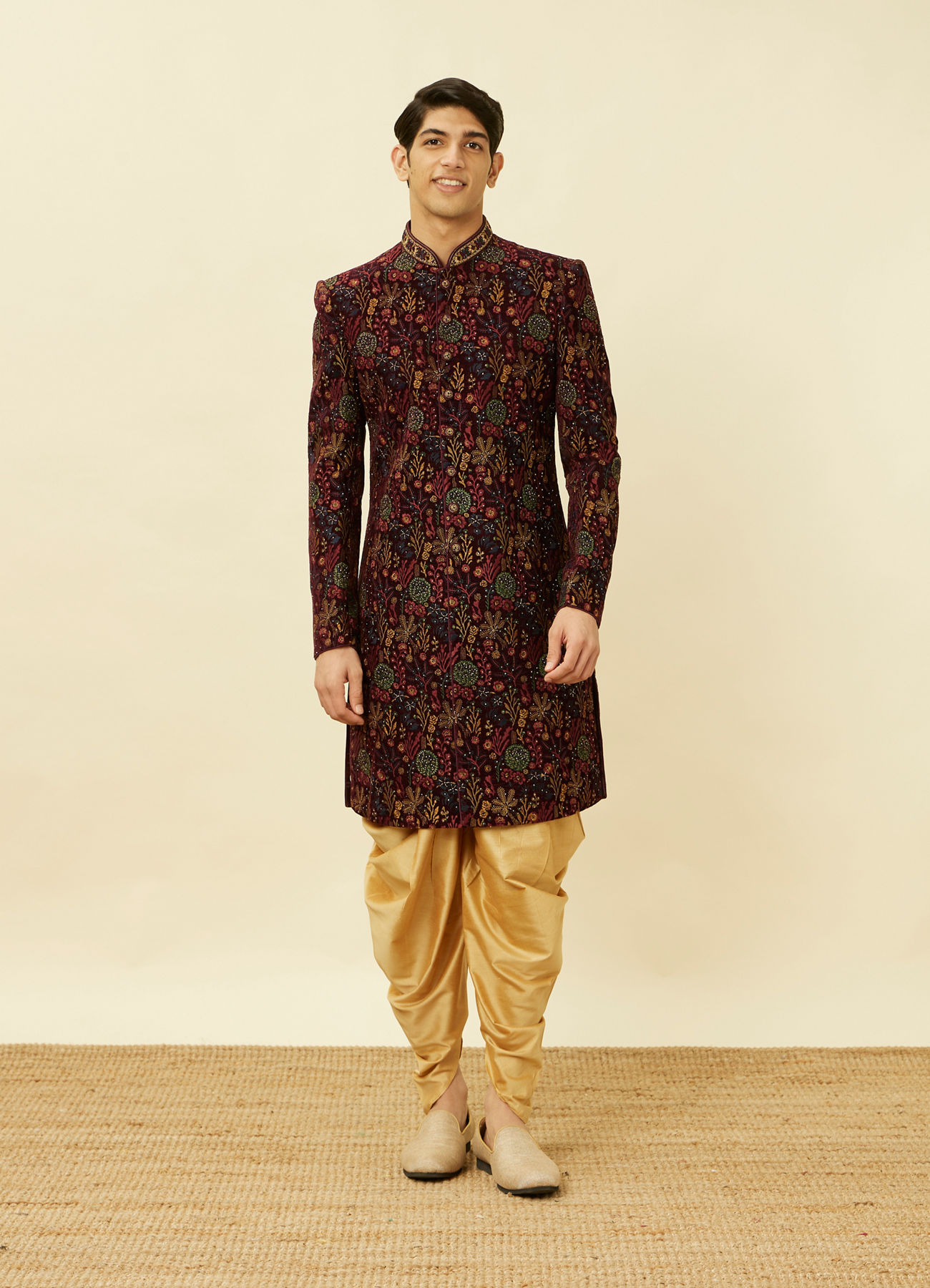 Twamev Men Regal Vine Blossom Indo Western Set