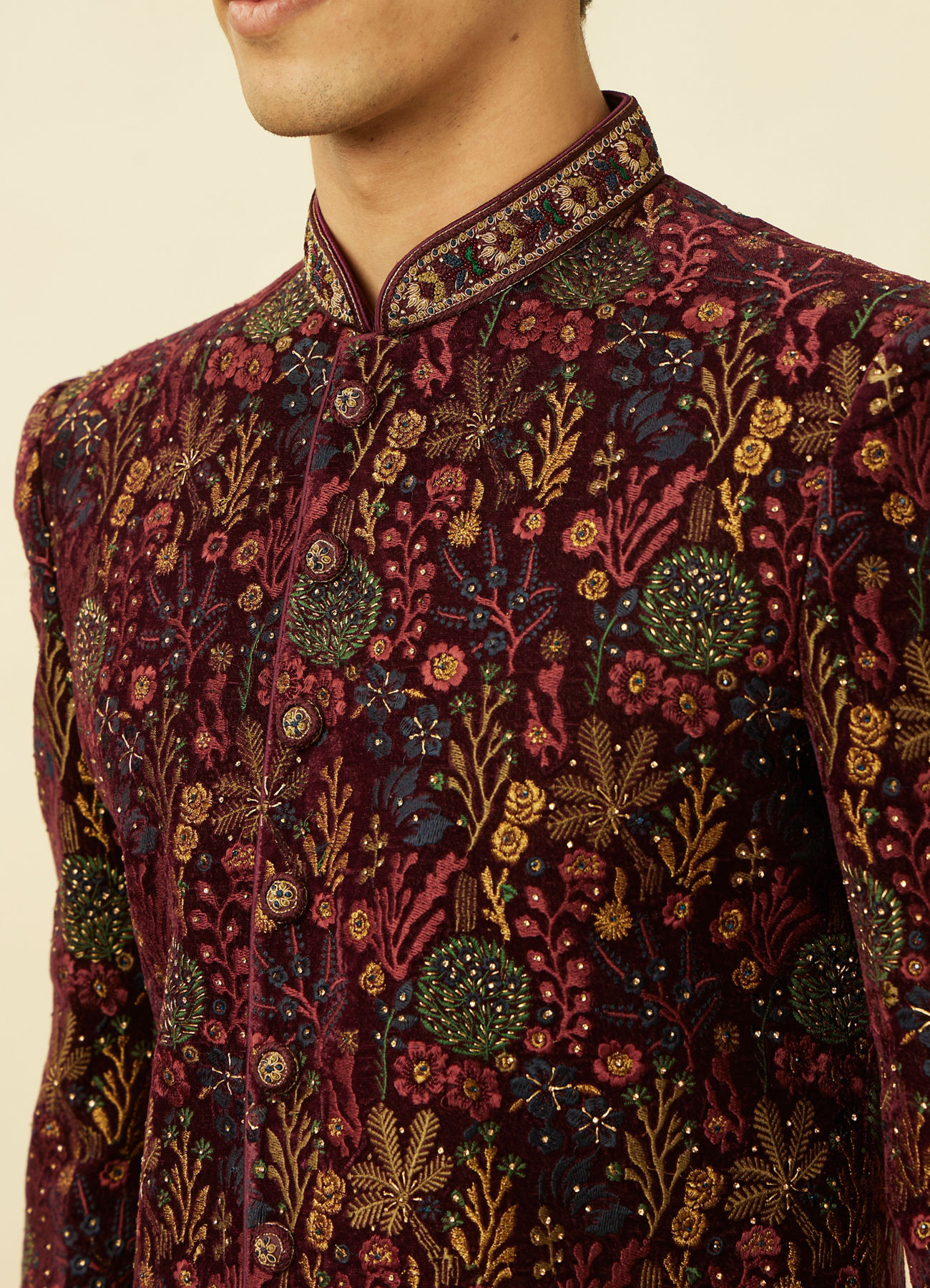 Twamev Men Regal Vine Blossom Indo Western Set