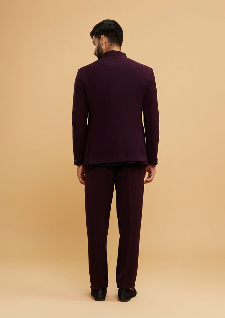 Twamev Men Velvety Wine Jodhpuri Set
