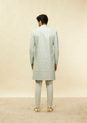 alt message - Twamev Men Light Blue Diamond Detailing Indo Western Set image number 3