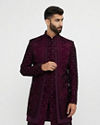 Wine Red Bel Buti Embroidered Indo-Western Set with Stone Work