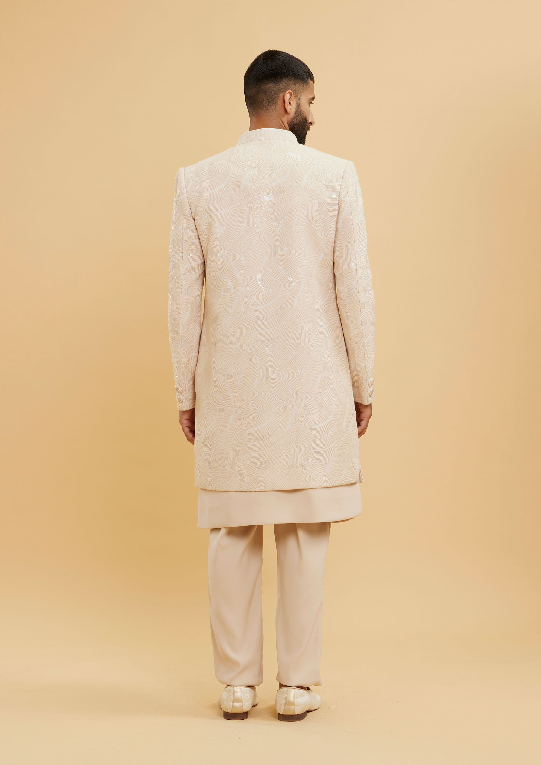 Twamev Men Regal Beige Georgette Indo Western