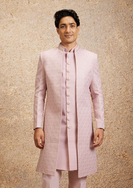 Twamev Men Dusty Pink Charm Indo Western