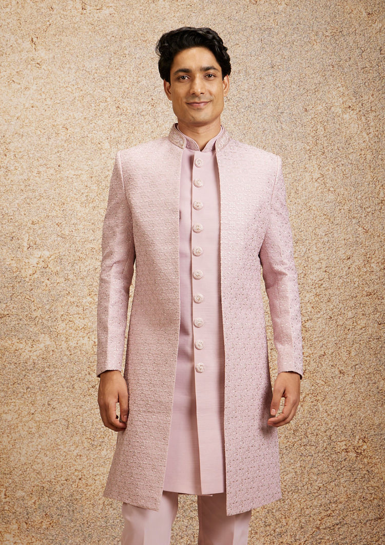 Twamev Men Dusty Pink Charm Indo Western image number 0