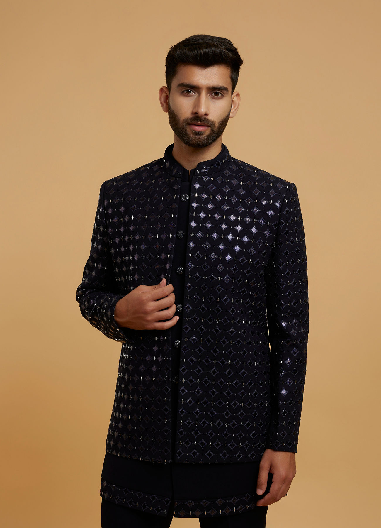 Twamev Men Dark Blue Regal Ensemble Indo Western