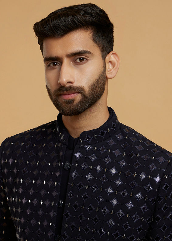 Twamev Men Dark Blue Regal Ensemble Indo Western