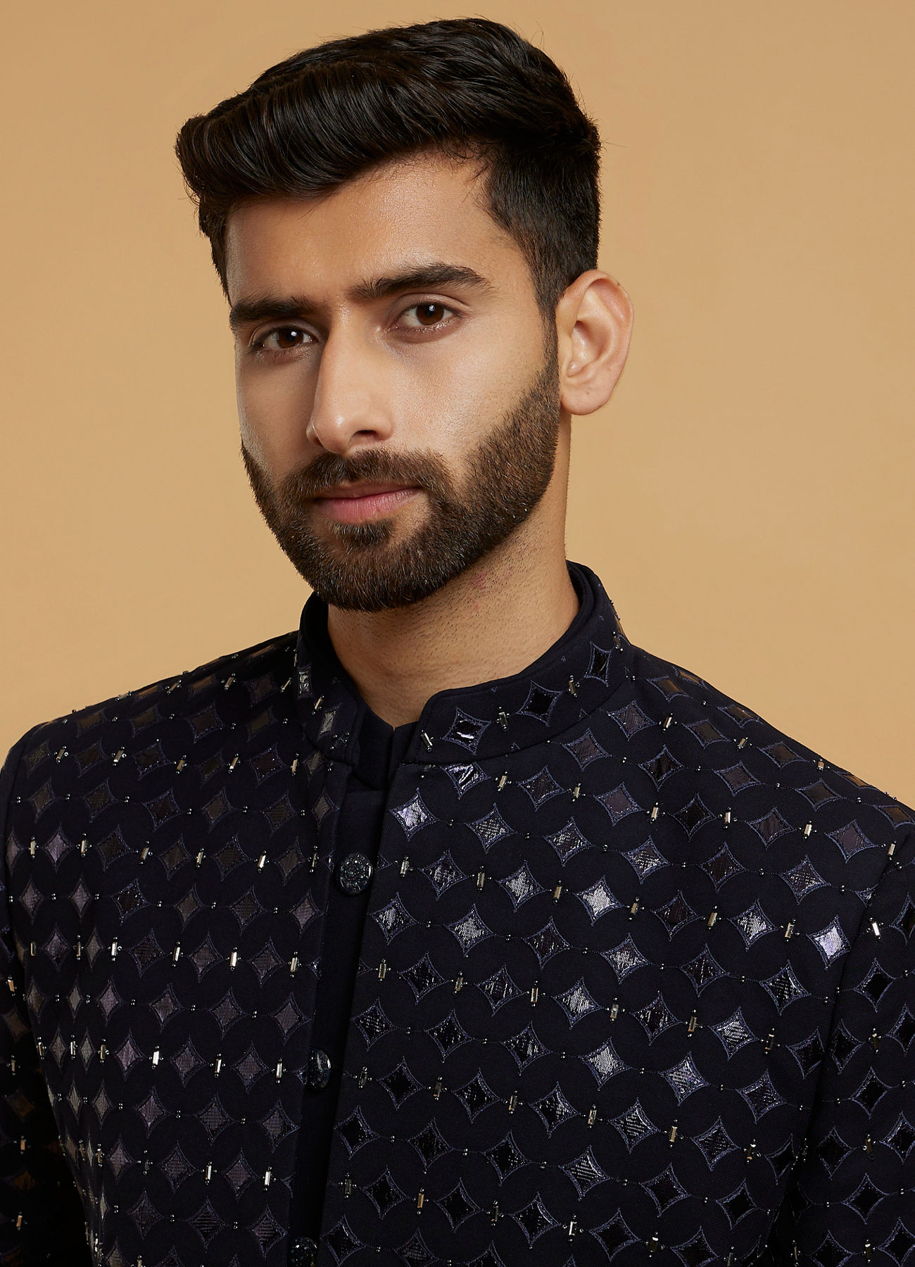 Twamev Men Dark Blue Regal Ensemble Indo Western