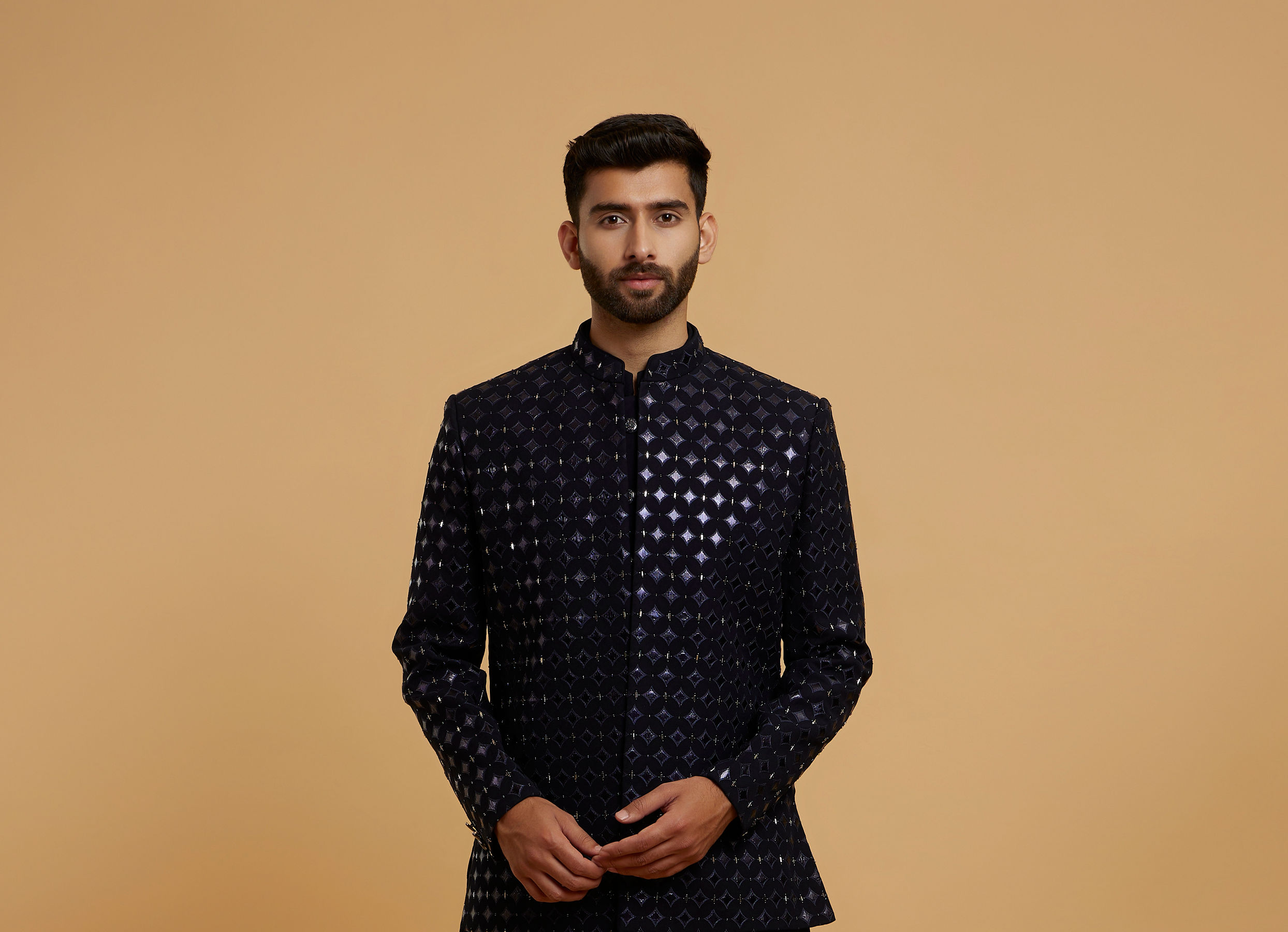 Twamev Men Dark Blue Regal Ensemble Indo Western