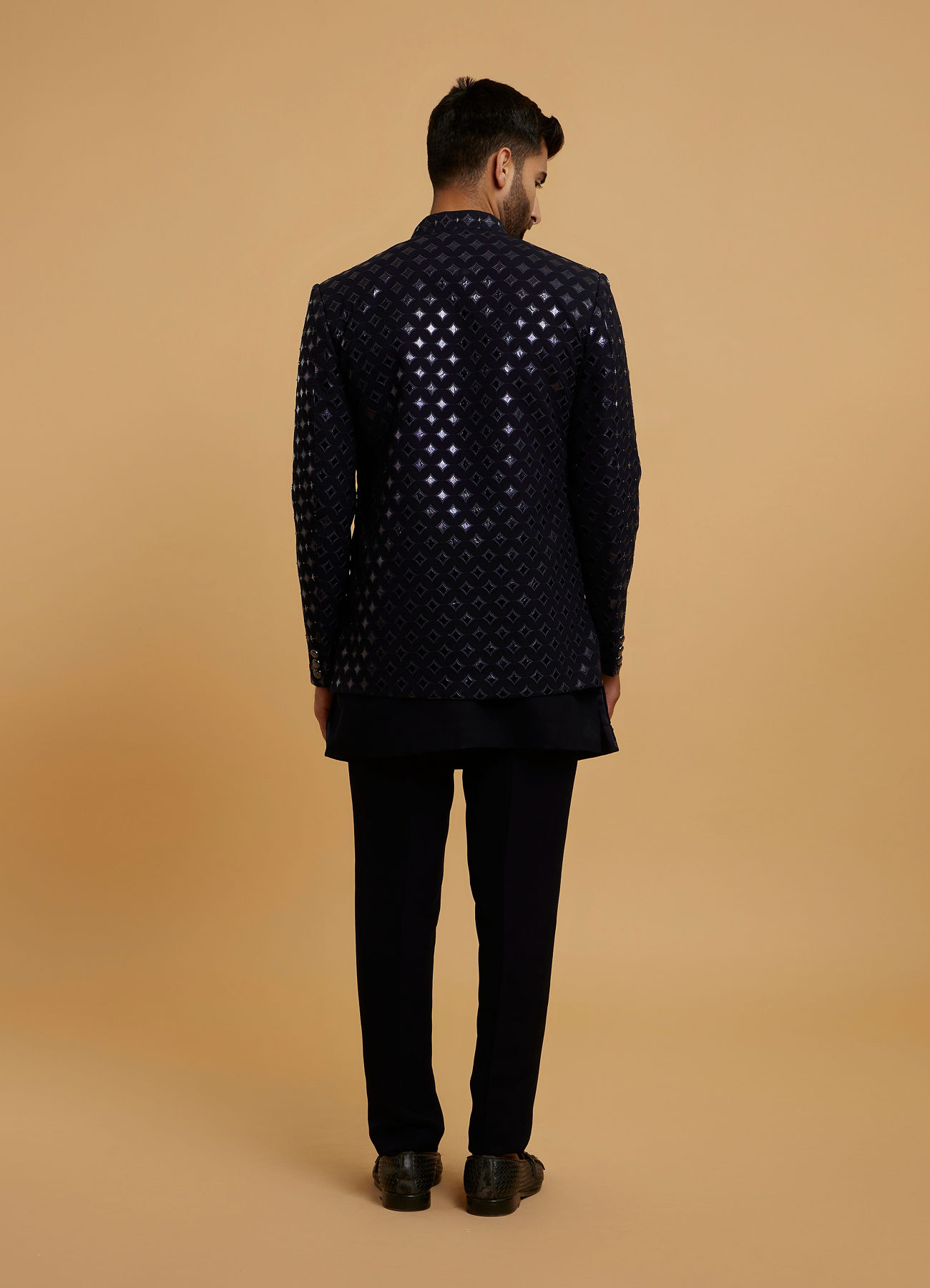 Twamev Men Dark Blue Regal Ensemble Indo Western